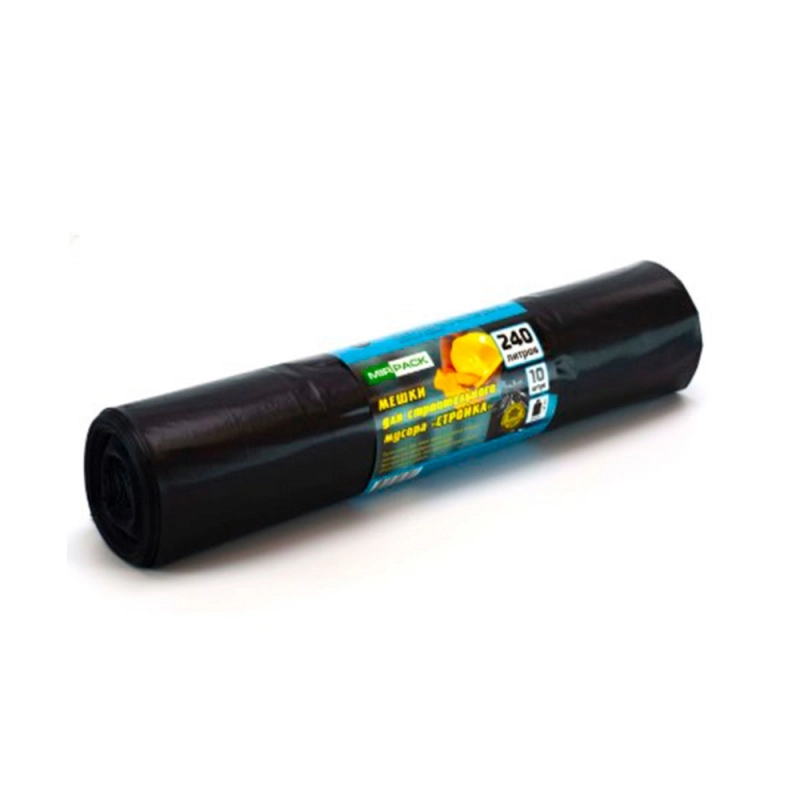Мешки для мусора 240л 10шт/рулон ПВД Mirpack Стройка 70мкм 93*130см цв.черный