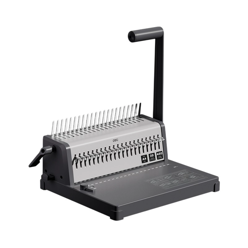 Перфобиндер Deli Plastic Binder T313 на пласт. пружину, сшивает до 450 лст., перфорирует 20 лст.