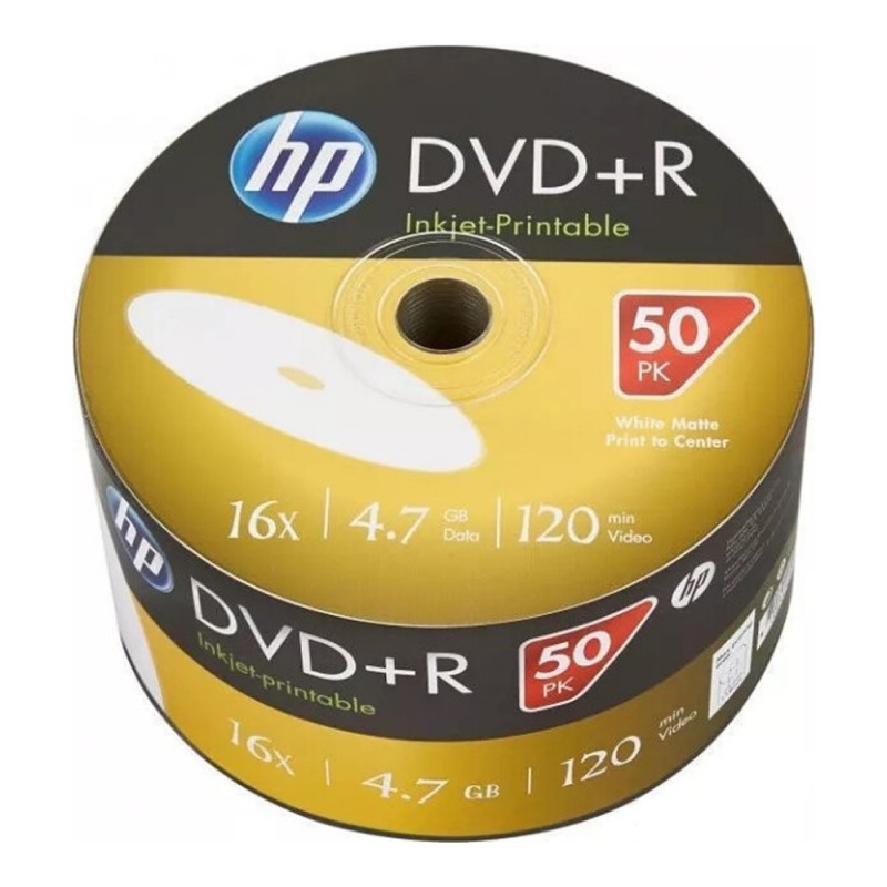 диск DVD+R 4,7 Гб запис. 16х. 50 шт/п/эт упак., HP Printable  