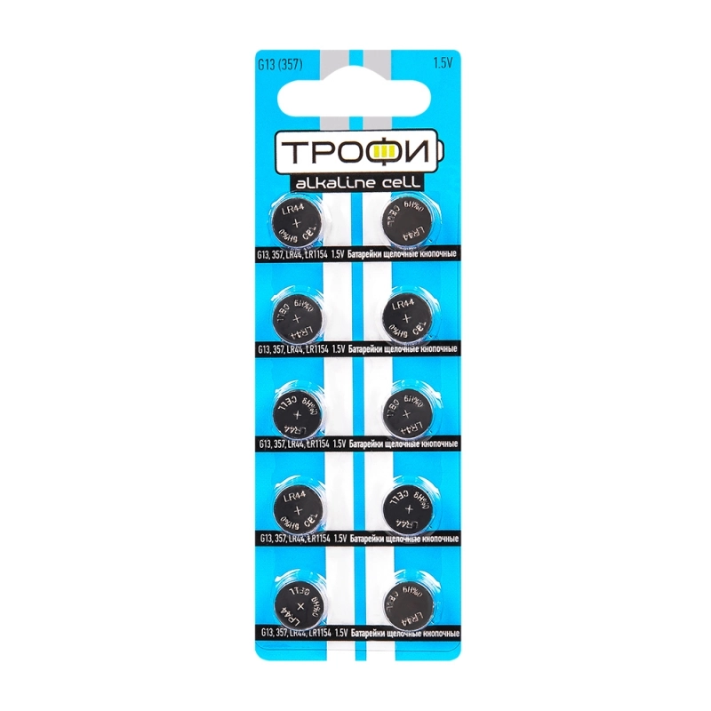 бат_гальв. дисковый 1.5 V LR1154 (357), LR44 Трофи G13 (10 шт)