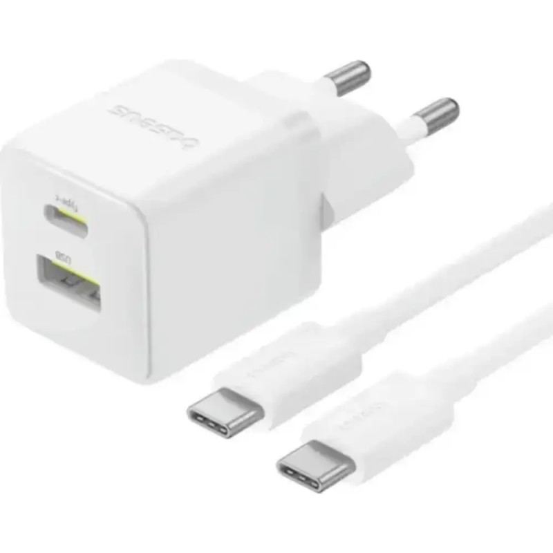 Сетевое зарядное устройство Baseus Palm P1011160A213-01 Fast Charger C+U 30W EU Moon White (с кабелем USB-C)