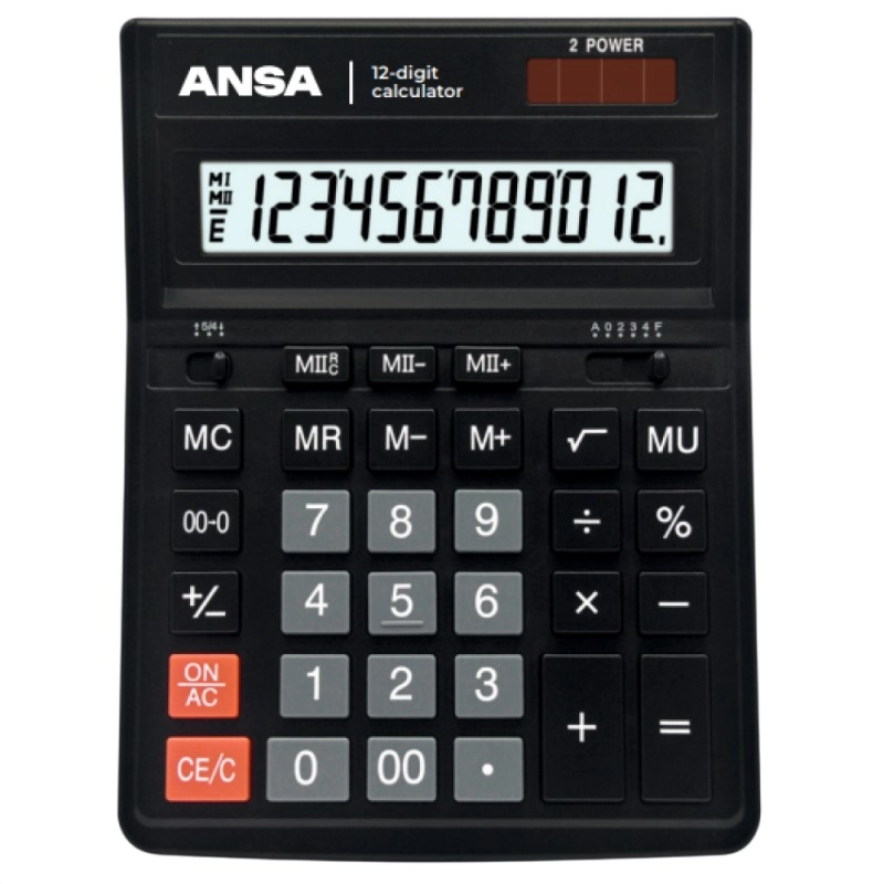 Кальк. наст. 12р. AN444S Ansa черный 206*157*32 мм
