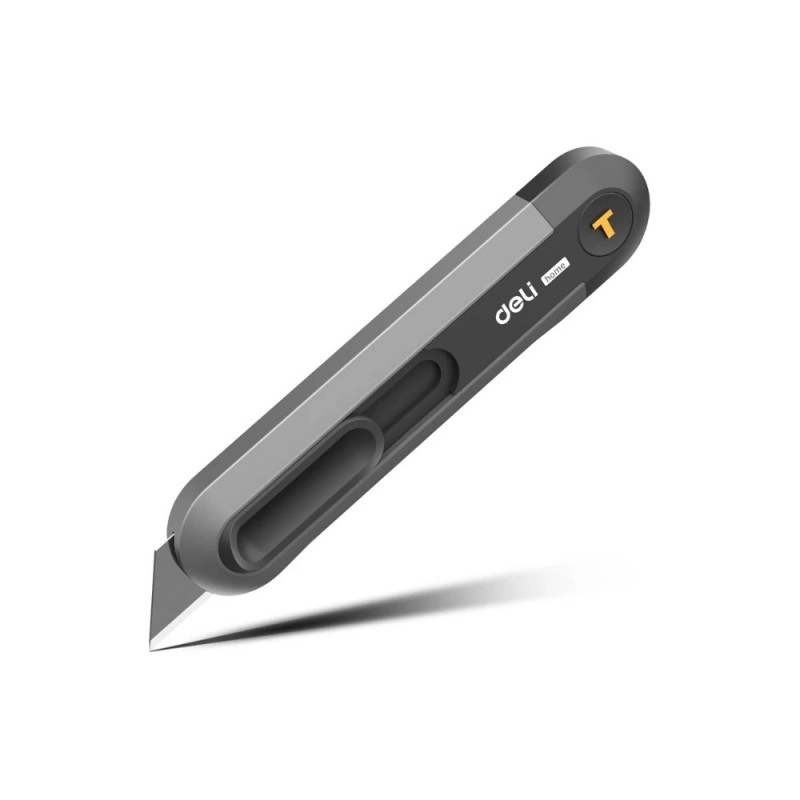 Нож строительный Deli HS EHT4008 135x30 мм, трапеция, Soft Touch, черный