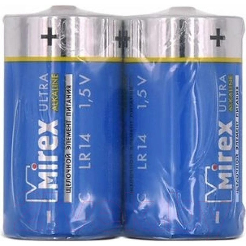 бат_гальв. эл-т щел. (алкал.) 1,5 V  LR14/C Mirex 2шт (пленка)