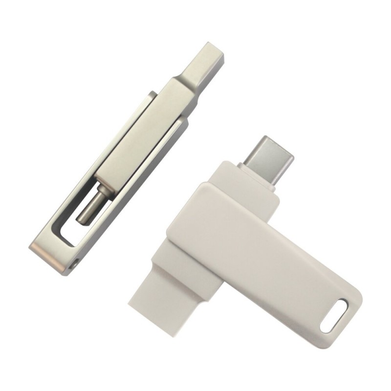 Карта памяти USB Flash 3.0 128 Gb СК-046 TypeA/TypeC Dual, метал, серебристый