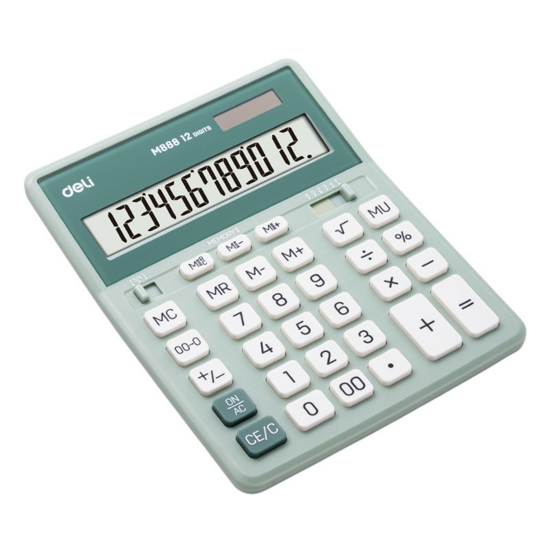 Кальк. наст. 12р. EM888A Deli зеленый, пласт., 202,2*158,5*31,3 мм