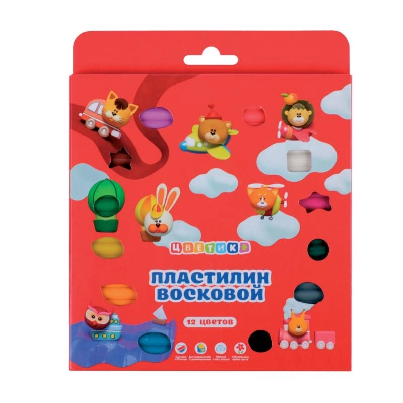 Пластилин восковой 12 цв. 
