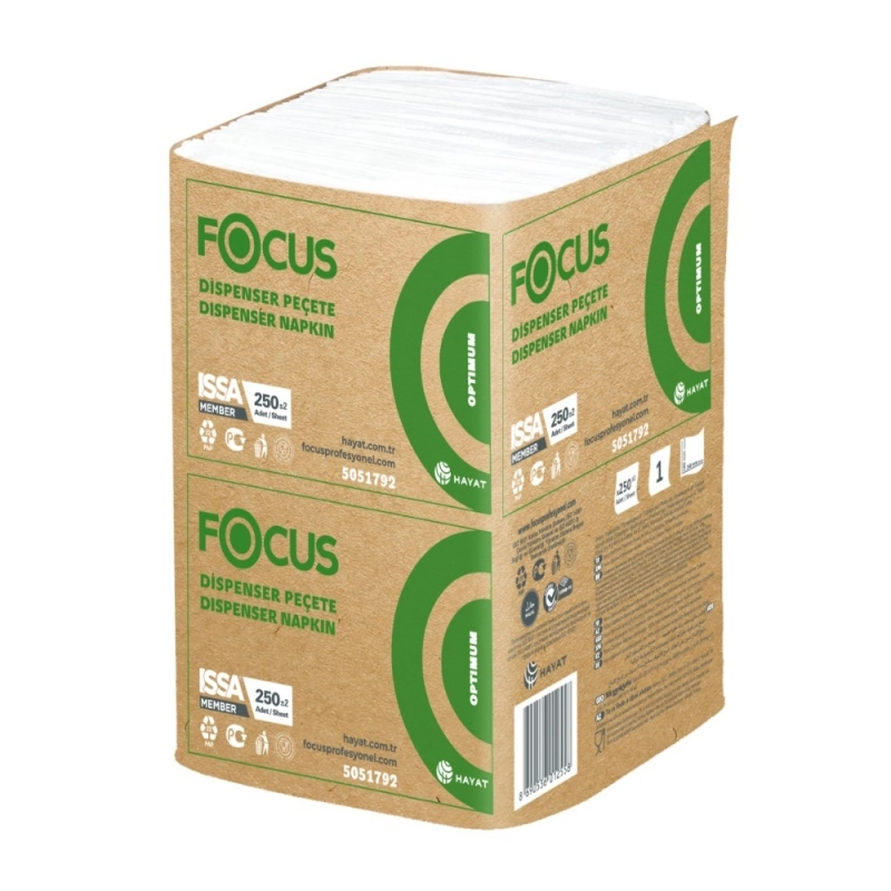 Салфетки бумажные  Focus Optimum 24*18см, 1 слой, цв.белый, 250 листов