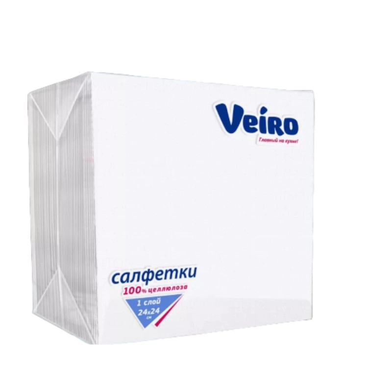 Салфетки бумажные  Veiro 24*24см 1-сл, цв.белый, 200шт