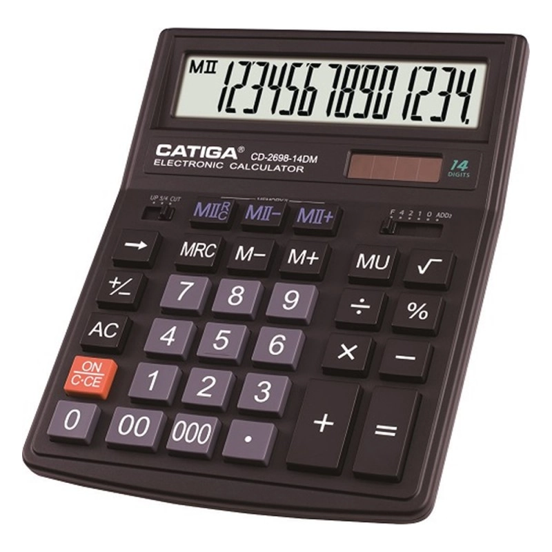 Кальк. наст. 14р. CD-2698-14DM Catiga черный, пласт., 200*154*36 мм