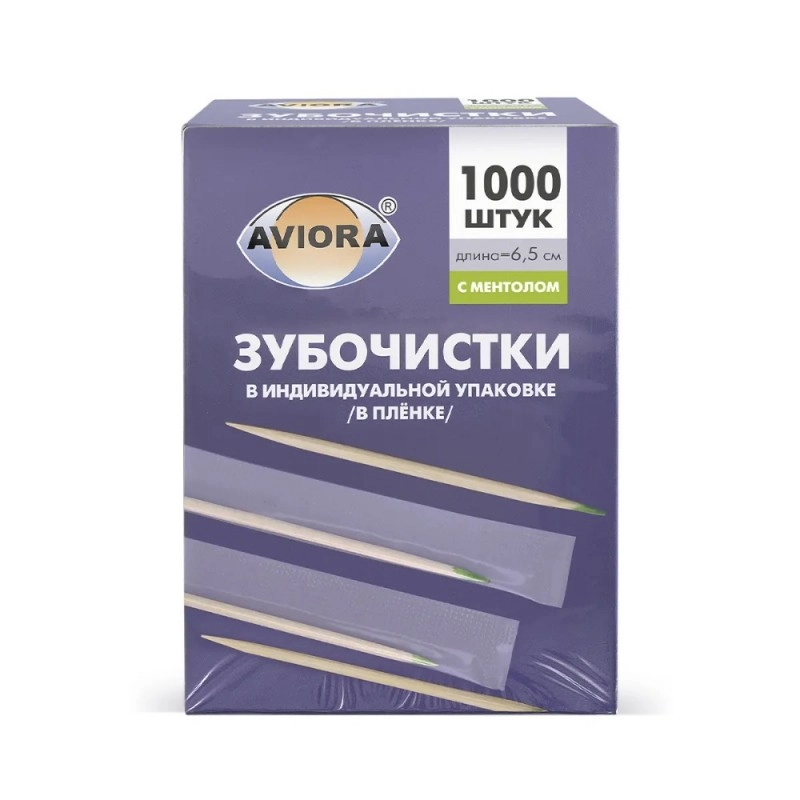 Зубочистки в индивидуальной PP упаковке (прозр) с ментолом, 1000 шт/упак