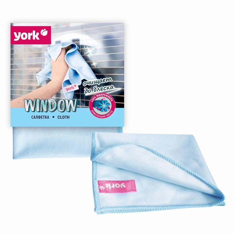 Салфетка д/окон и стекла из микроволокна YORK Window 30*30см, голубой