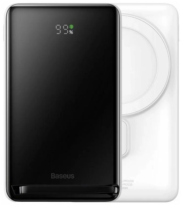 Портативное зарядное устройство Baseus Magnetic Bracket Wireless Fast Charge White (PPCX000202)