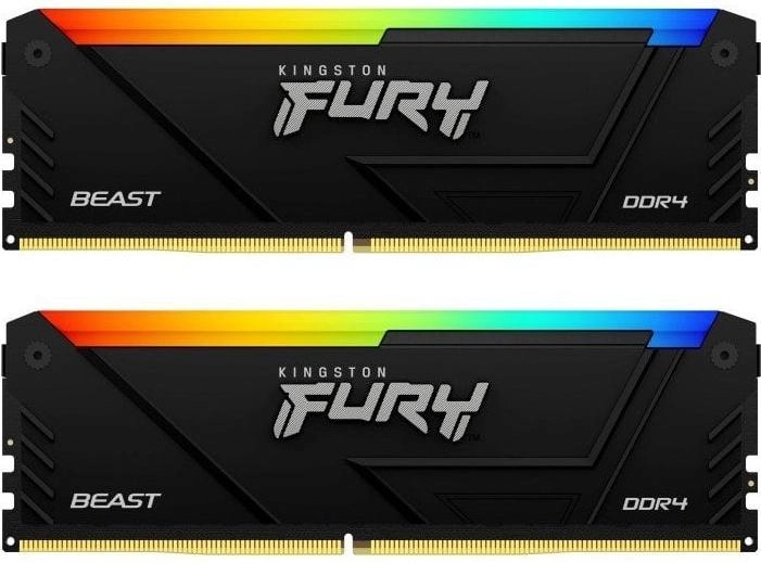 Оперативная память Kingston Fury Beast Black RGB XMP 32GB DDR4 (KF432C16BB12AK2/32)