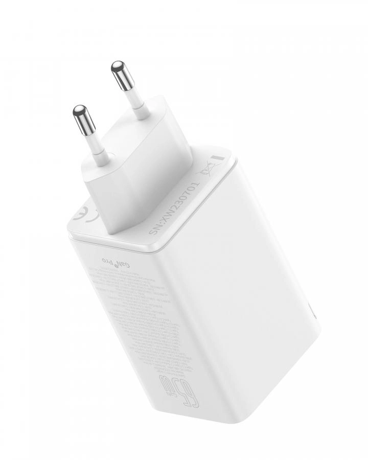 Сетевое зарядное устройство Baseus GaN6 Pro 65W EU Moon White (P10162701213-00)