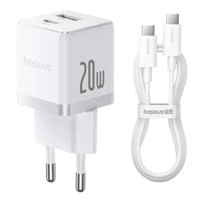 Сетевое зарядное устройство Baseus Palm C+U 20W EU Moon White (P10111608213-01)