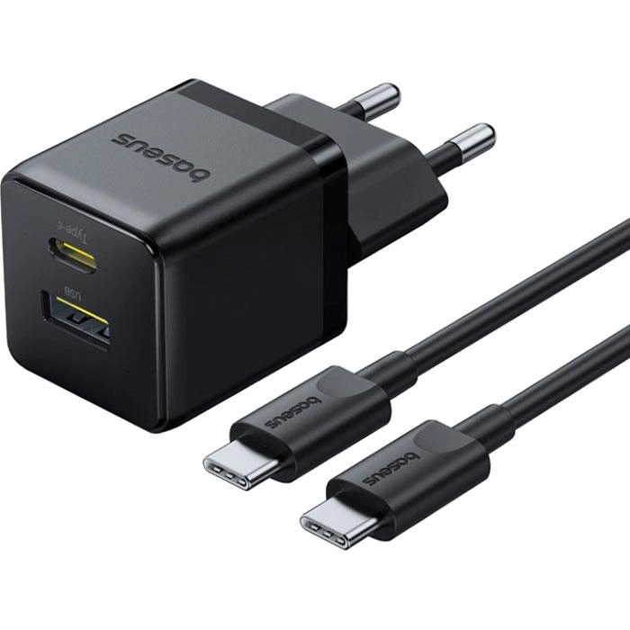 Сетевое зарядное устройство Baseus Palm C+U 30W EU Cluster Black (P1011160A113-01)