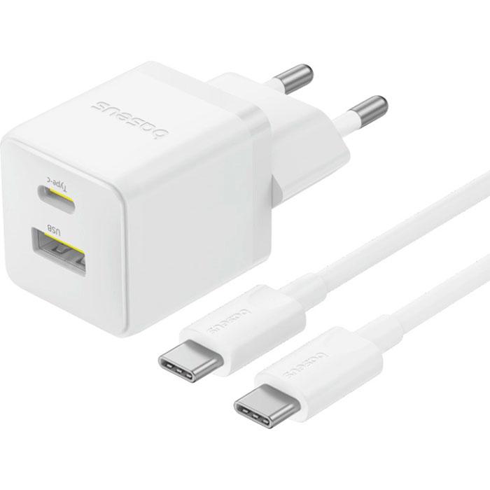 Сетевое зарядное устройство Baseus Palm C+U 30W EU Moon White (P1011160A213-01)