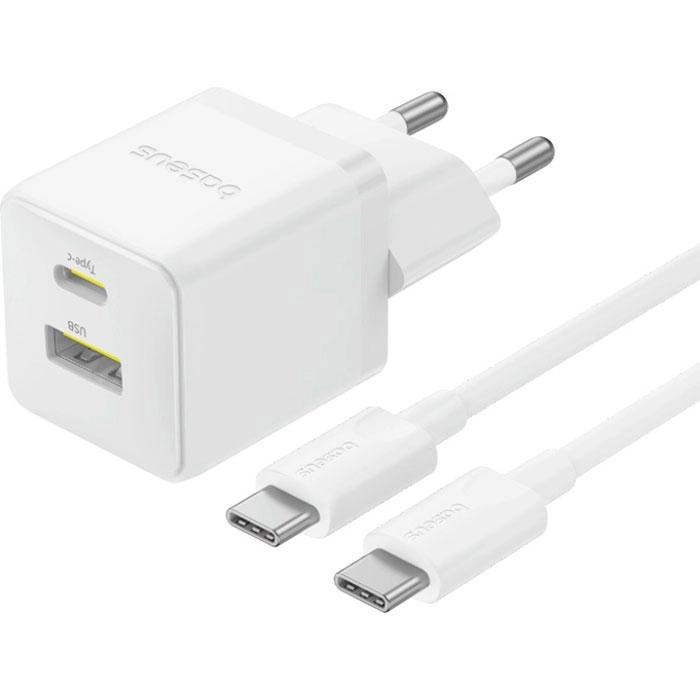 Сетевое зарядное устройство Baseus Palm C+U 30W EU Moon White (P1011160A213-01)
