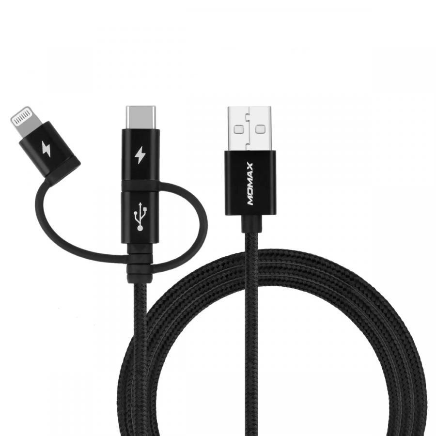 Кабель Momax OneLink 3-in-1 DX1D 1м Black