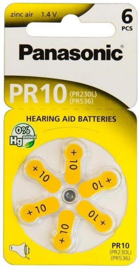 Батарейка Panasonic Zinc-Air PR10 BL6 (PR-10(230)/6LB)