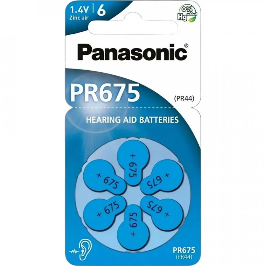 Батарейка Panasonic Zinc-Air PR675 BL6 (PR-675(44)/6LB)