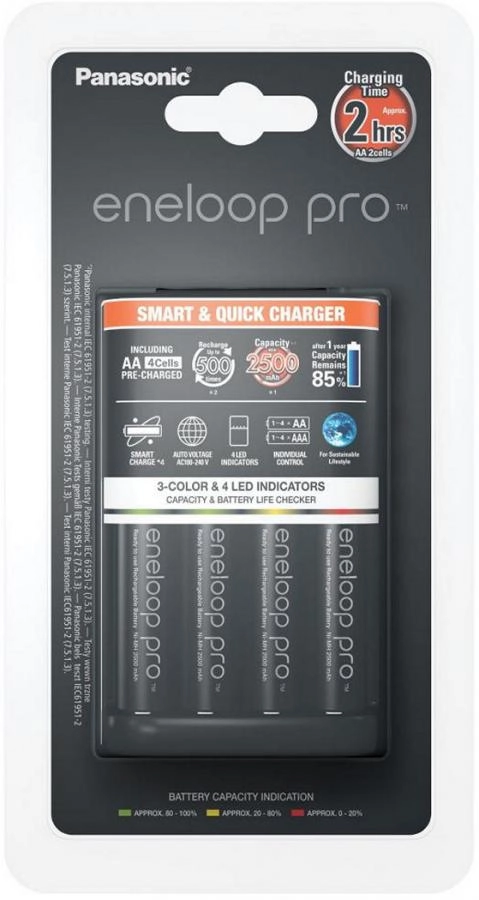 Аккумулятор с зарядным устройством Panasonic Eneloop BQ-CC55/4xBK-3HCDE Pro Charger (K-KJ55HCD40E)