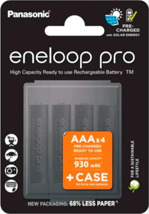Аккумулятор Panasonic Eneloop Pro AAA 930mAh (BK-4HCDE/4CP+case)