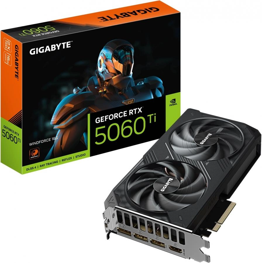 Видеокарта GigaByte GeForce RTX 5060 Ti Windforce 16GB GDDR7 (GV-N506TWF2-16GD)