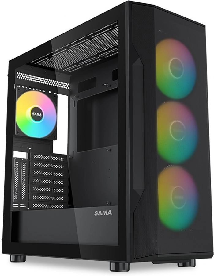 Корпус Sama S40 BK ATX без БП черный (S40-BKAPA4X1-GL)
