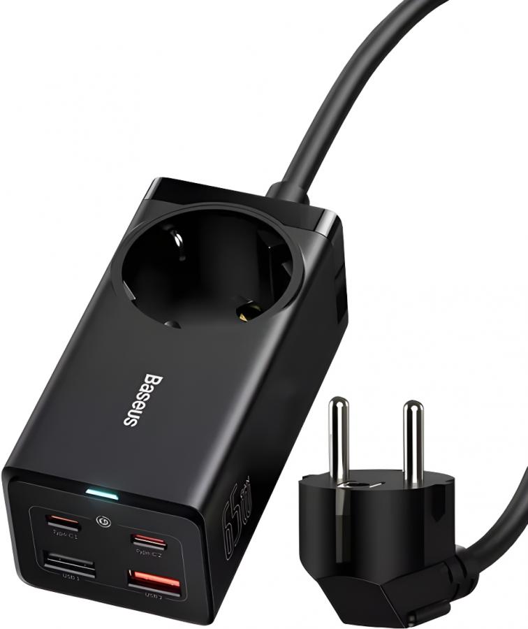 Удлинитель Baseus PSZM000901 GaN3 Pro Desktop Powerstrip AC+2U+2C 65W EU Black (CCGAN65-1ACE)