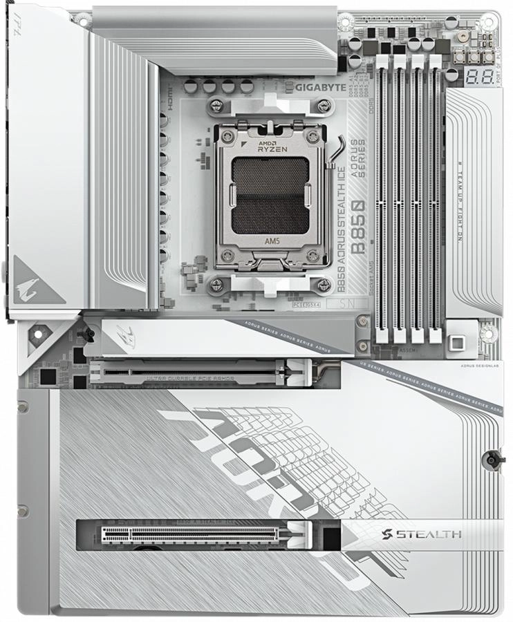 Материнская плата GigaByte B850 Aorus Stealth Ice rev. 1.0