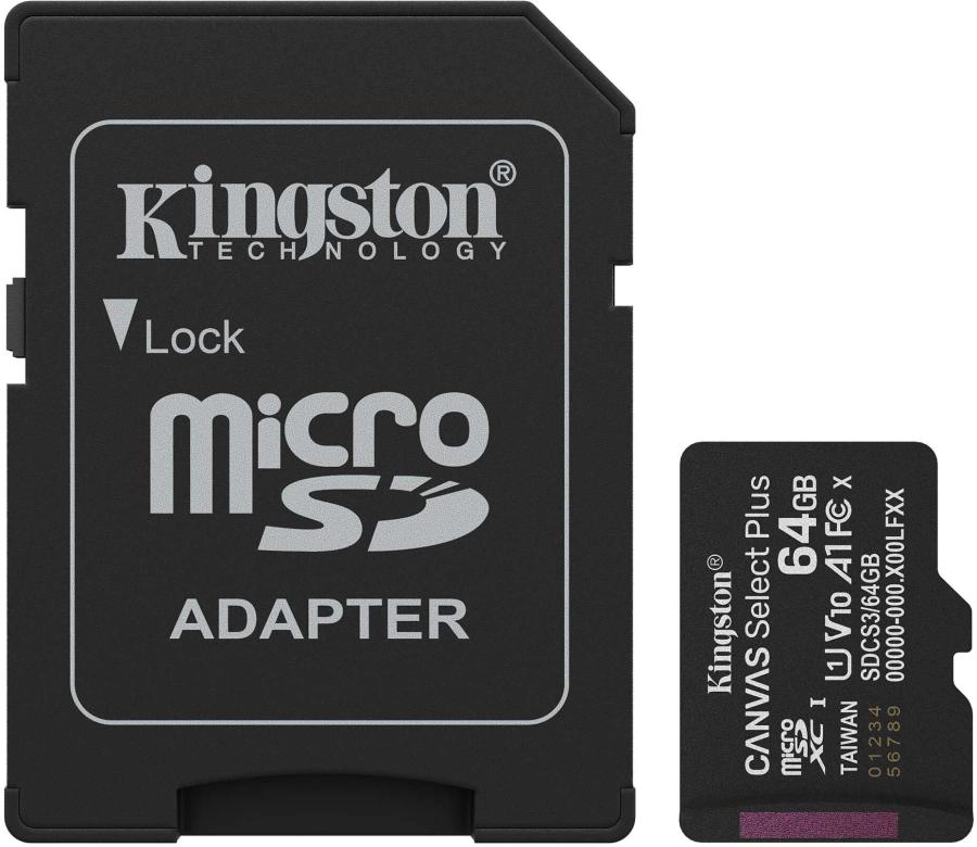 Карта памяти Kingston Canvas Select Plus microSDXC 64GB с адаптером (SDCS3/64GB)
