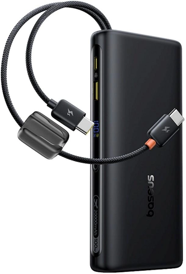 Портативное зарядное устройство Baseus E0028N EnerFill FC41 Digital Display Power Bank with Dual Built-in USB-C Cables 20000mAh 100W Cosmic Black (E0028N03)
