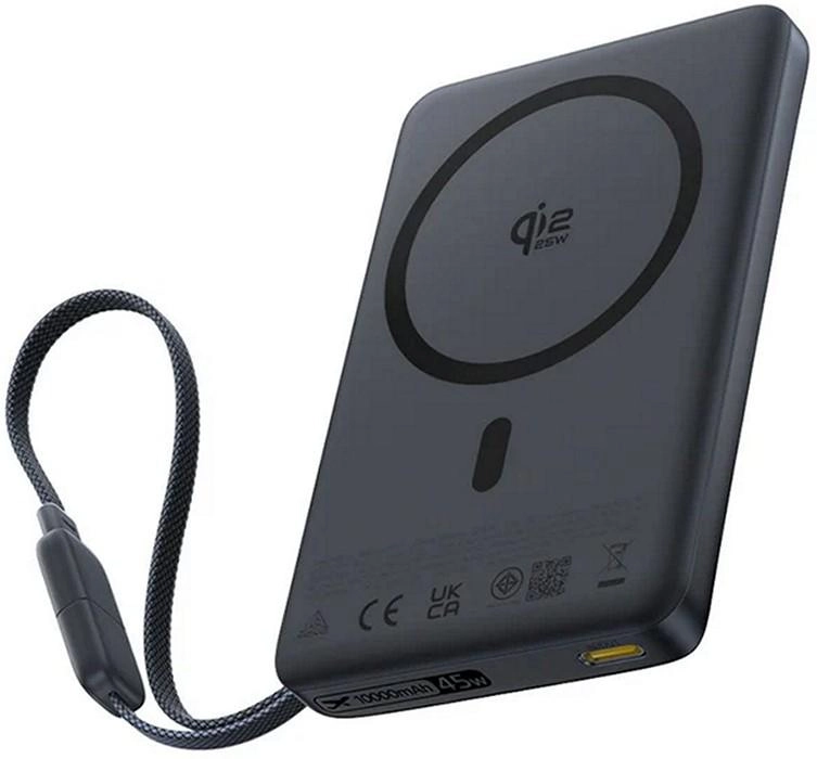 Портативное зарядное устройство Baseus E00290 PicoGo AM52 Qi2.2 Slim Magnetic Power Bank with Built-in Cable 10000mAh 45W Cosmic Black (E0029000)