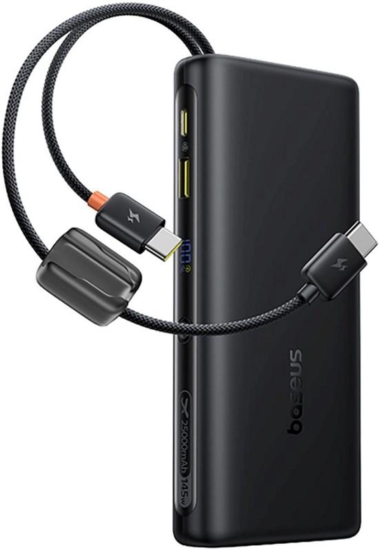 Портативное зарядное устройство Baseus E0028H EnerFill FC41 Digital Display Power Bank with Dual Built-in USB-C Cables 25000mAh 145W Cosmic Black (E0028H03)