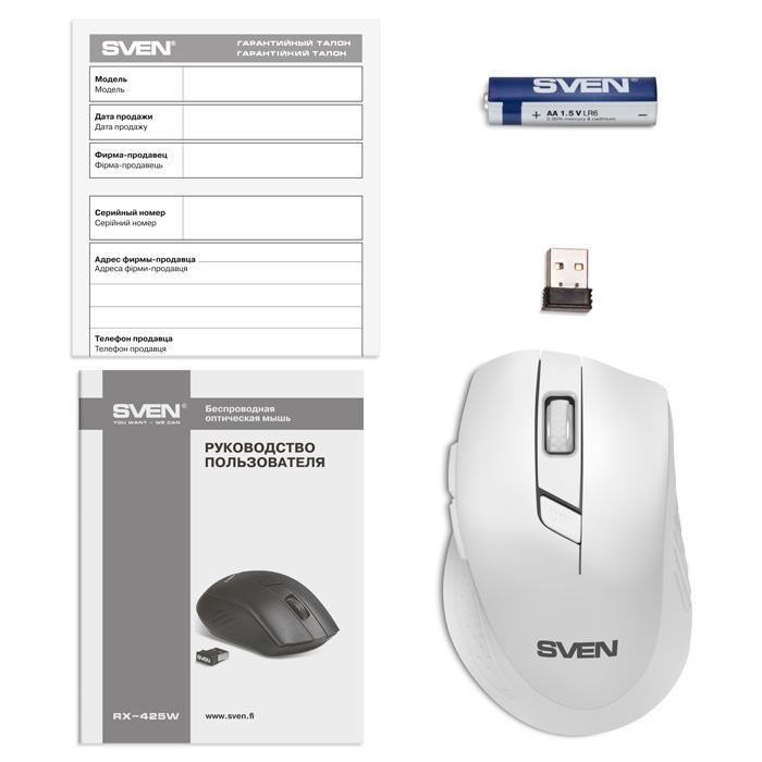 Мышь Sven RX-425W USB белый (SV-014469)