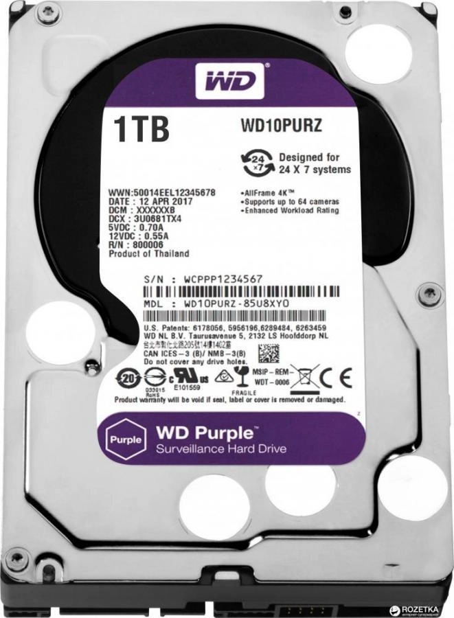 Жесткий диск WD 1TB WD10PURZ