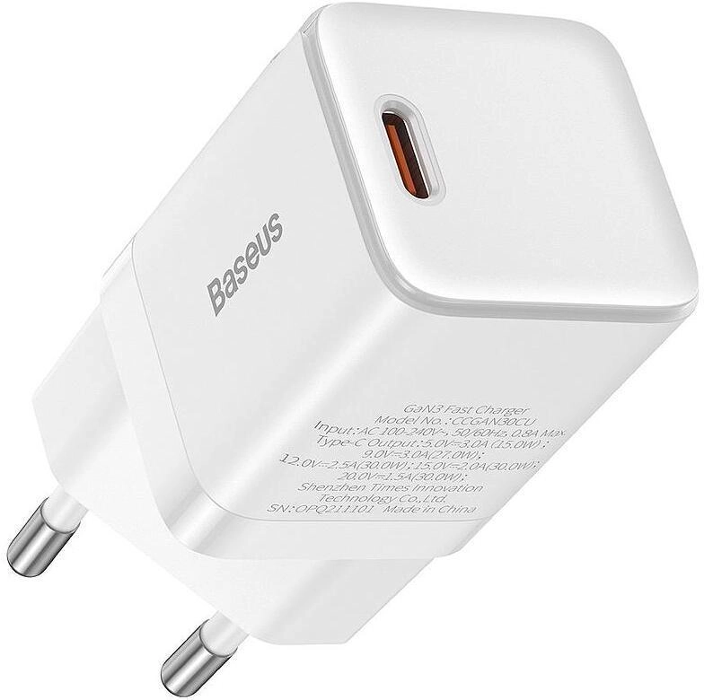 Сетевое зарядное устройство Baseus GAN3 30W EU White (CCGN0101020)