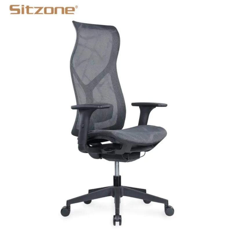 Кресло д/руководителя SitZone CH-283A-P1 сетка, черный, крестов. пластик, регулир. подлокотн., слайдер 