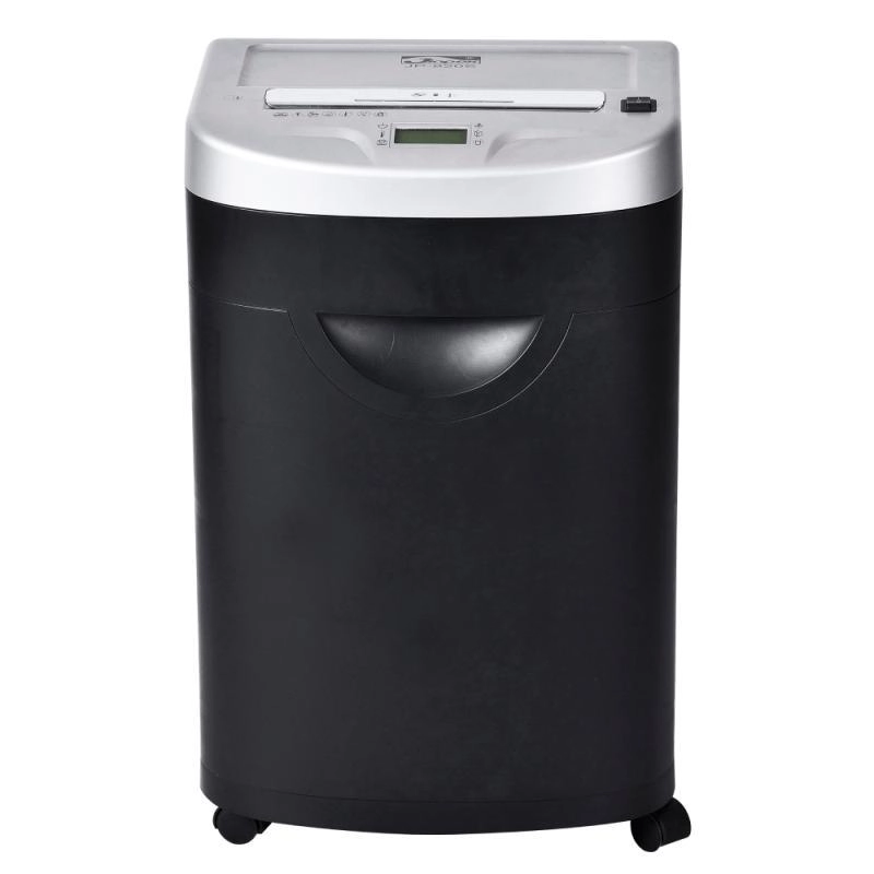 Уничтожитель Jinpex JP-830C (P-5, 2x10мм, до 15 листов, 34 литра, диски, карты, скобы, малые скрепки, раб.цикл 15 мин.)