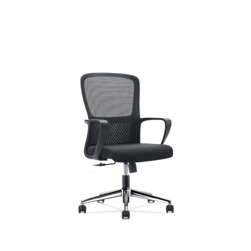 Кресло д/персонала SitZone U-069B сетка/ткань, черный, крестов. хром