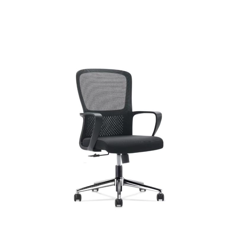 Кресло д/персонала SitZone U-069B сетка/ткань, черный, крестов. хром
